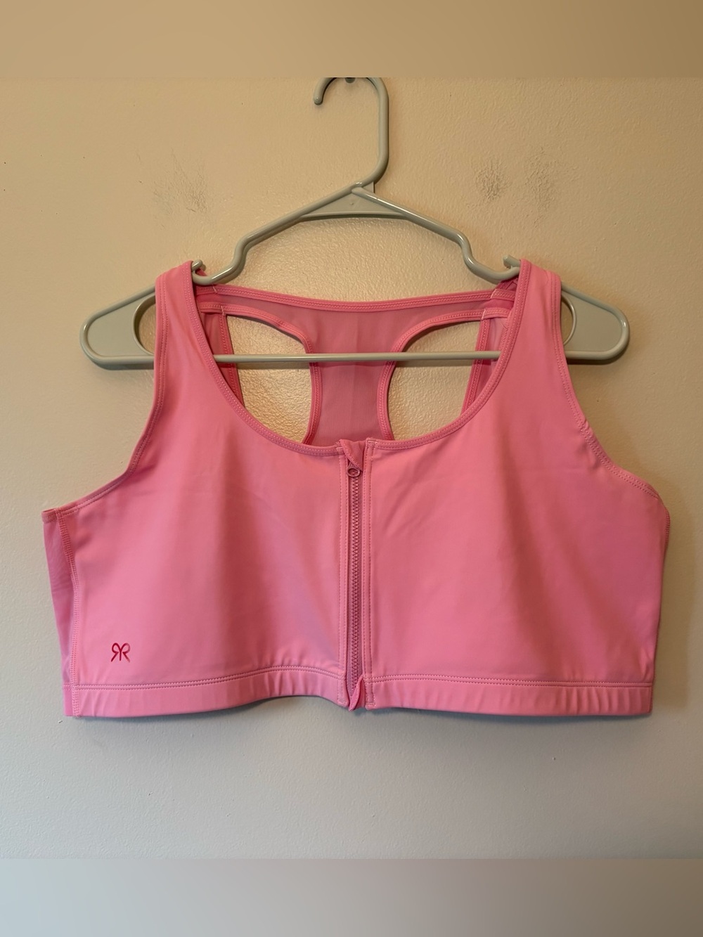 Ruby Ribbon Pink Front-Zip Racerback Sports Bra, Size 48 Women’s, Style 1781